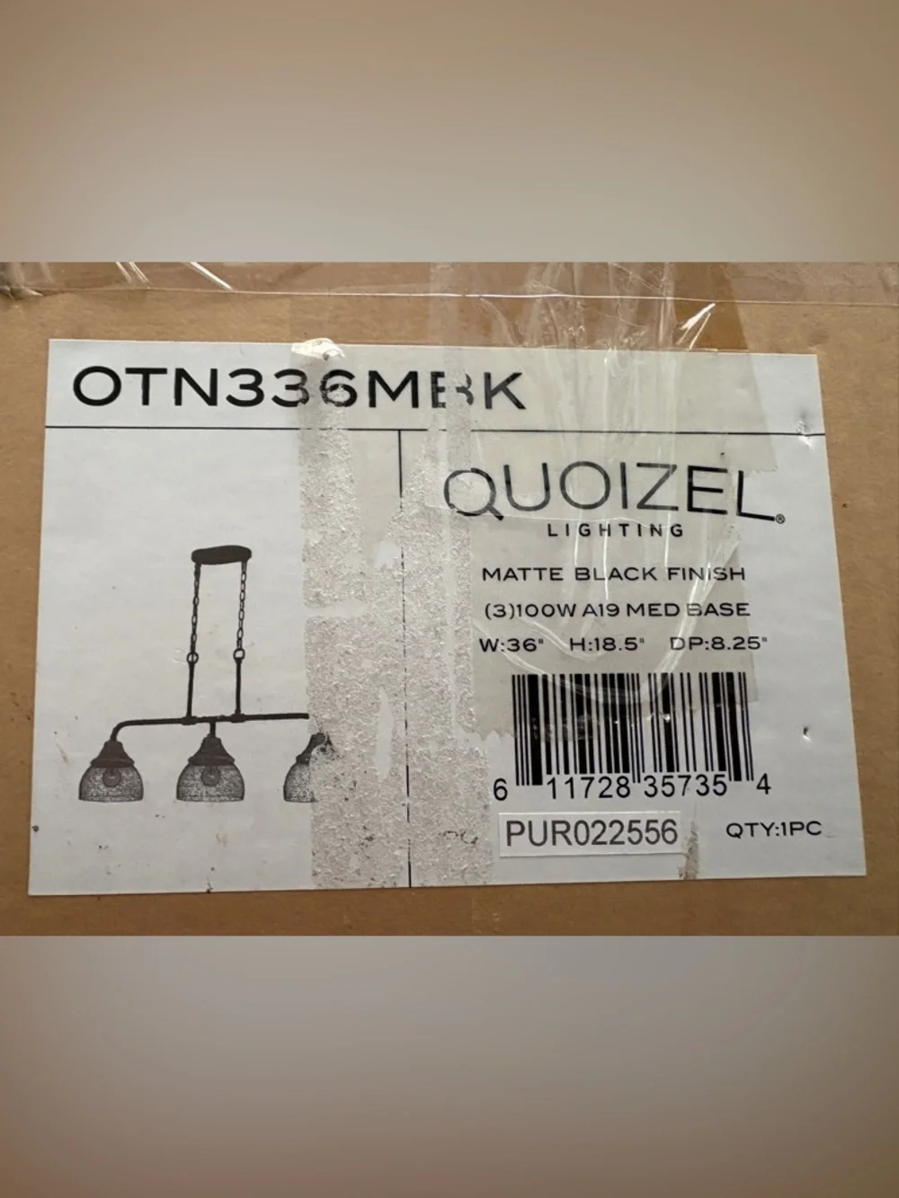Otten Matte Black 3-Light Island Chandelier